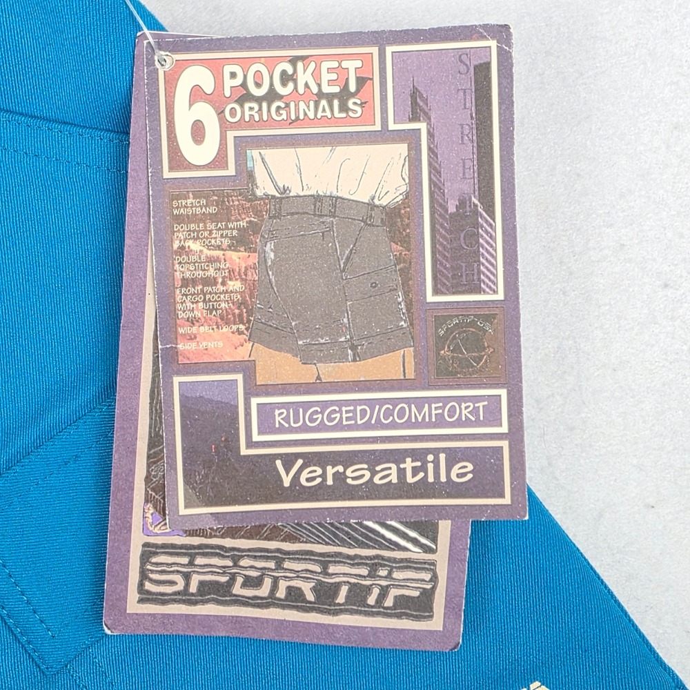 SPORTIF USA Vintage Men's Tahoe Blue Cargo Shorts Rugged Boating Hike Sz 38 NWT‎ - Picture 2 of 11
